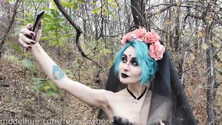 Halloween Cosplayes kisasszony análba tolva