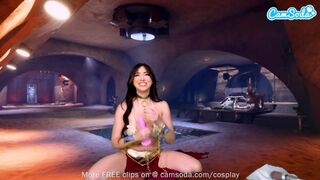 Princess Leia cosplayban élvezi a hatalmas cicis néger szépség játékát